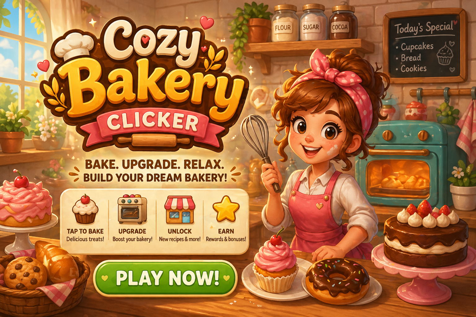 Cozy Bakery Clicker gameplay preview