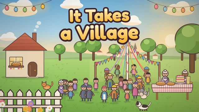 It Takes a Village cozy village crowd game cover artwork